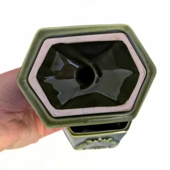 Vintage Green Japan Canister Counter Set of 2 Filigree Design Retro MCM - Picture 12 of 16